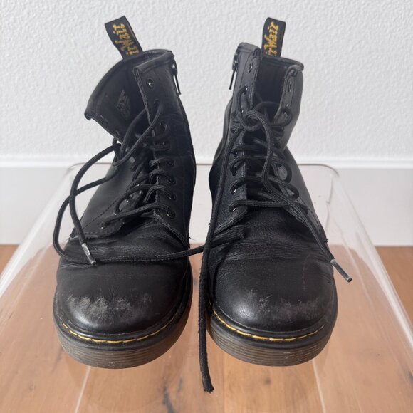 Dr. Martens Junior 1460 Soft Black Leather Boots Size 4 Youth | Classic Combat - Picture 2 of 10